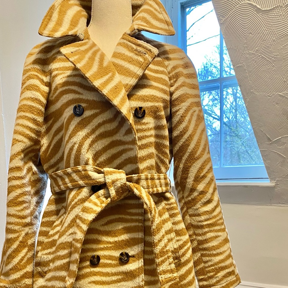 Zebra Print Double-Breasted Coat